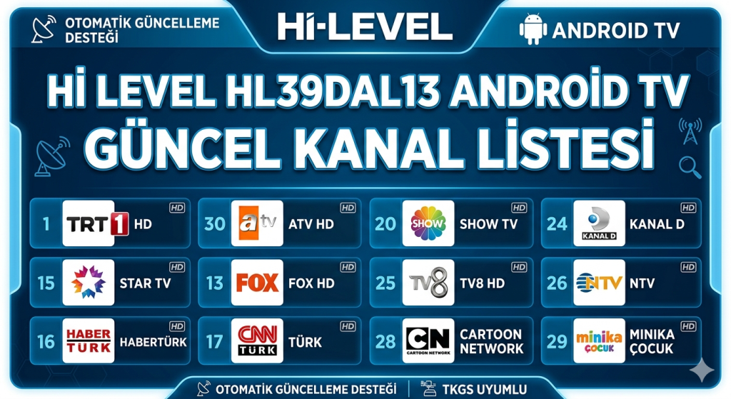 Hİ LEVEL HL39DAL13  ANDROİD TV GÜNCEL KANAL LİSTESİ